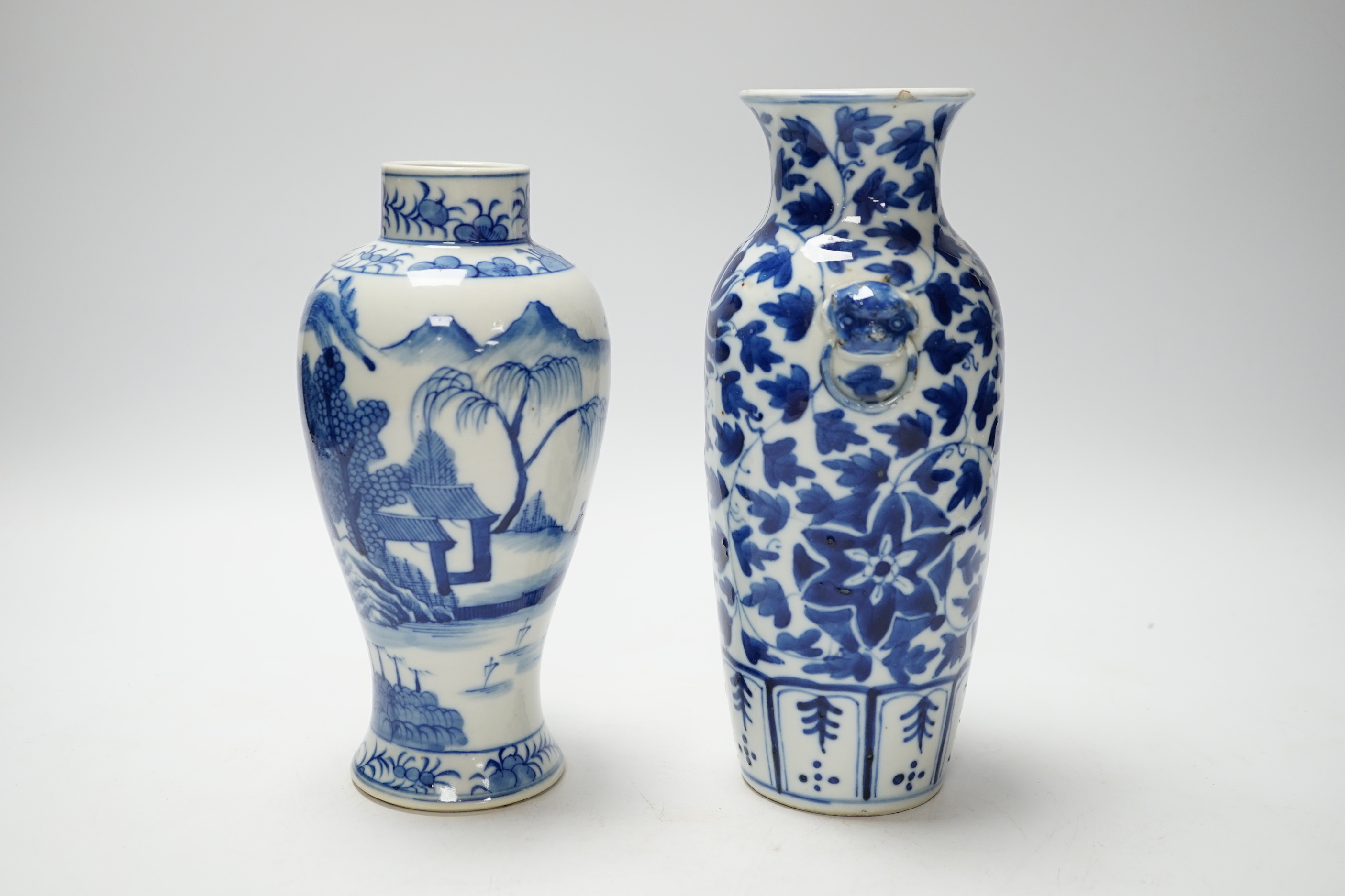 Two Chinese blue and white vases, tallest 20.5cm high